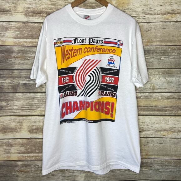Vintage 1992 Portland Trailblazers L Western Conference t shirt - Picture 1 of 4